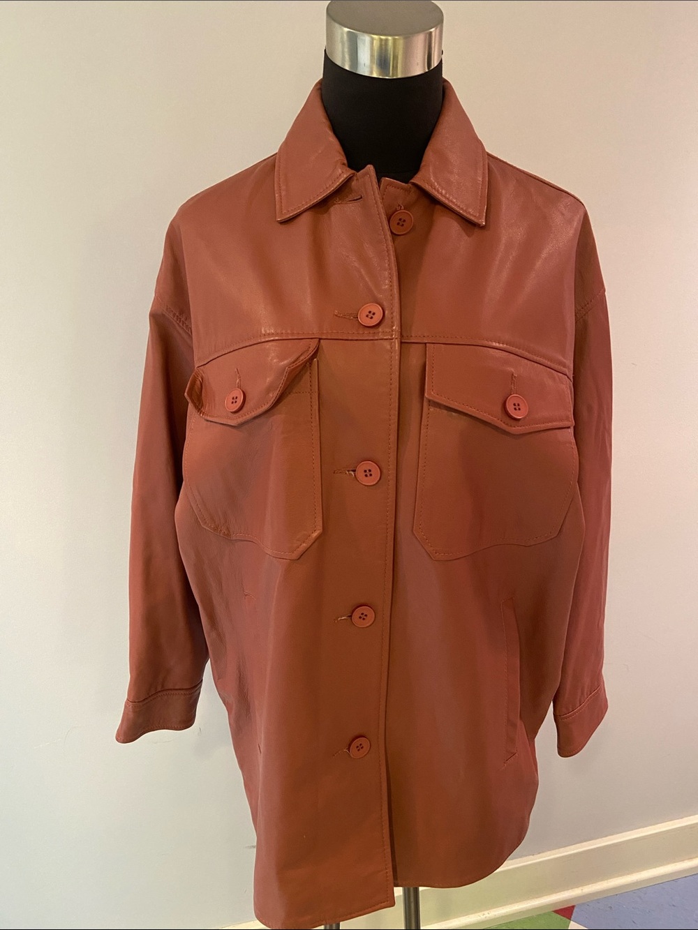 Zara Rust-Red Faux leather Jacket